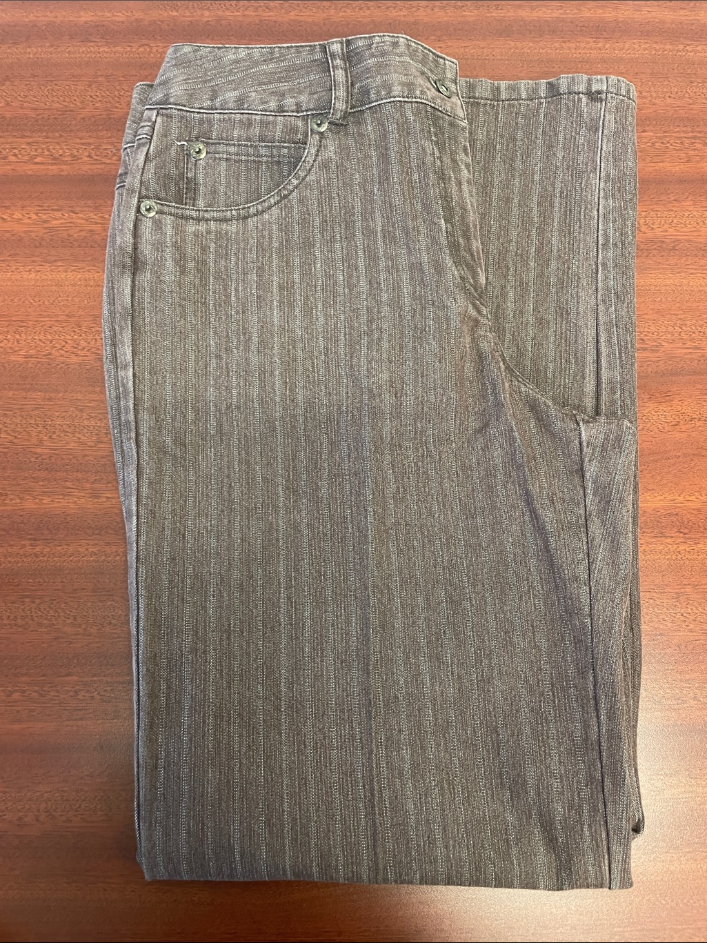 Striped Brown Casual Wide-Leg, High Rise Jean